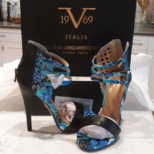 Versace Light Blue Floral Dress Sandle 6M US